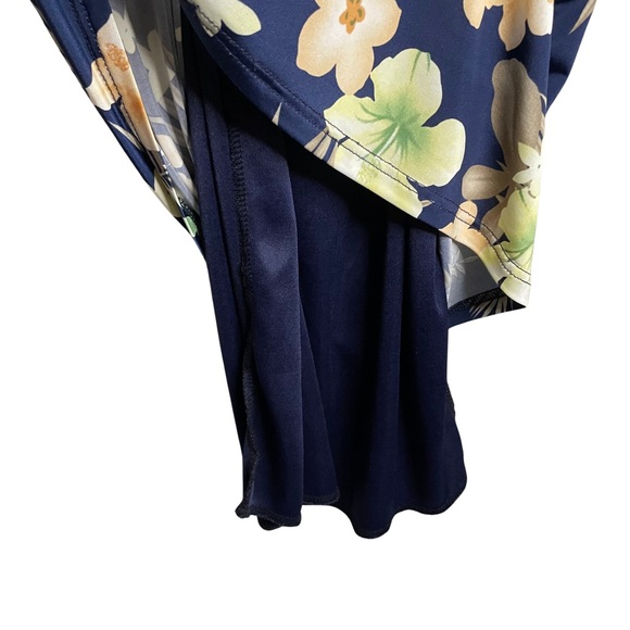 Nani Kai Women’s Floral Sleeveless Hawaiian Slip Midi Dress Navy Blue - Picture 5 of 8